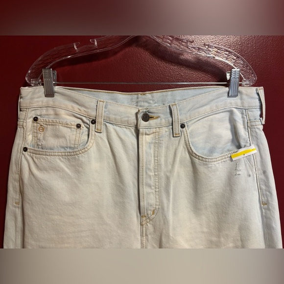 ética loose fit womens jeans size 12 light wash wide leg distressed relaxed fit - Picture 6 of 9